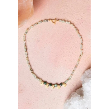 Sertifikalı Prehnit, Anyolit Doğal Taş Kolye (SK:249)