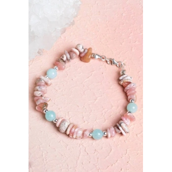 Sertifikalı Rodokrozit Amazonit Panik Atak, Öfke Kontrol Doğal Taş Bileklik
