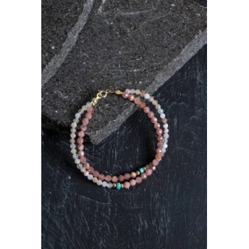 Sertifikalı Rodokrozit, Sitrin, Turkuaz Doğal Taş Bileklik