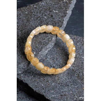 Sertifikalı Sitrin Geniş Kesim Doğal Taş Bileklik