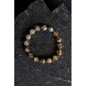 Sertifikalı Sitrin, Hematit Zirkon Aparatlı Doğal Taş Bileklik (SK:180)