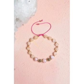 Sertifikalı Sitrin, Pembe Kuvars Zirkon Aparat Doğal Taş Bileklik