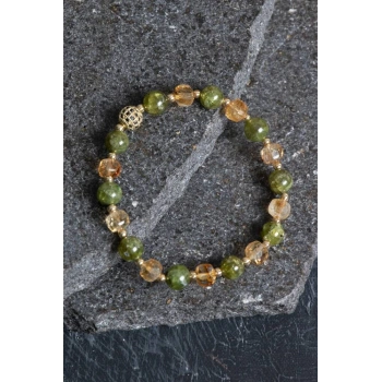 Sertifikalı Sitrin, Zebercet, Hematit Zirkon Aparat Doğal Taş Bileklik