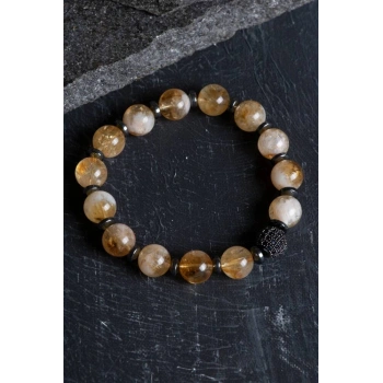 Sertifikalı Sitrin Zirkon Aparatlı Doğal Taş Bileklik (SK:164)