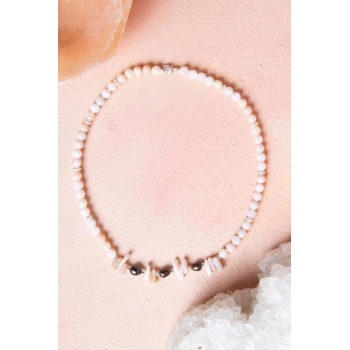 Sertifikalı Siyah İnci, Pembe Opal Doğal Taş Kolye (SK:244)