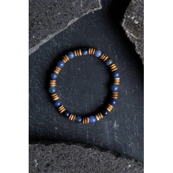 Sertifikalı Sodalit, Odun Jasper Doğal Taş Bileklik (SK:172)