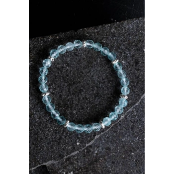 Sertifikalı Topaz Gümüş Aparatlı Doğal Taş Bileklik- 6mm (SK:167)