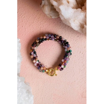 Sertifikalı Turmalin Gümüş Kapama Doğal Taş Bileklik (SK:089)