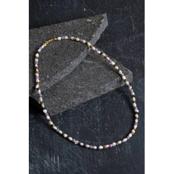 Sertifikalı Yakut, İnci, Kaplan Gözü Gümüş Kapama Doğal Taş Kolye