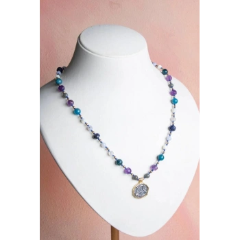 Sertifikalı Yay Burcu Doğal Taş Makrome Kolye