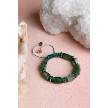 Sertifikalı Yeşim, Hematit Doğal Taş Makrome Bileklik