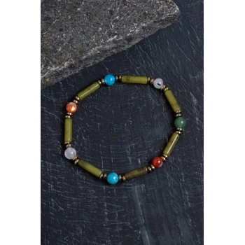 Sertifikalı Yeşim ve İkizler Burcu Doğal Taş Bileklik