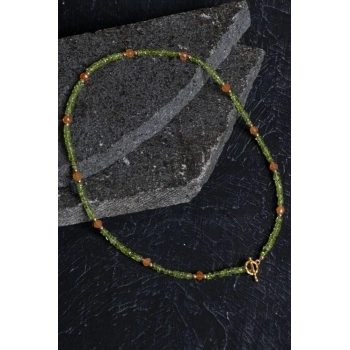 Sertifikalı Zebercet, Karnelyan Akik, Altın Kaplama Gümüş Kapama Doğal Taş Kolye