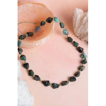 Sertifikalı Zümrüt Doğal Taş Makrome Kolye (SK:091)