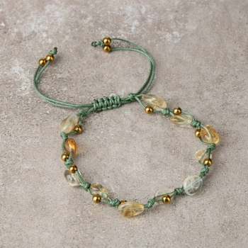 Sitrin Natürel Kesim Doğal Taş Makrome Bileklik