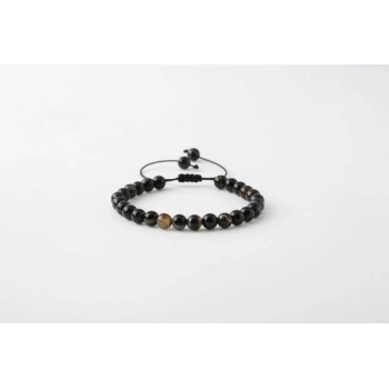 Siyah Göz Akik 6mm Merdiven Kapama Doğal Taş Bileklik