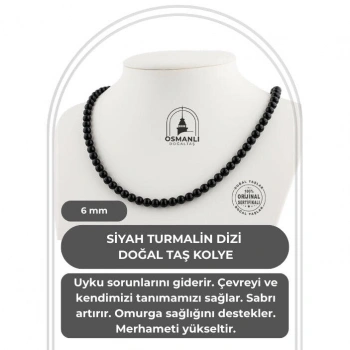 Siyah Turmalin 6 mm Dizi Doğal Taş Kolye