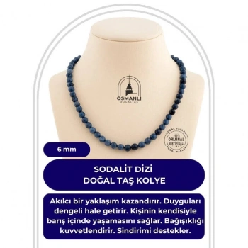 Sodalit 6 mm Dizi Doğal Taş Kolye