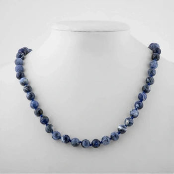 Sodalit 8 mm Düğümlü Doğal Taş Kolye