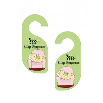 Şşş Kitap Okuyorum  Kapı Askısı Kapı Uyarı Levhası
