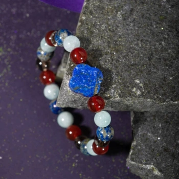 Terazi Burcu Bileklik Akuamarin, Dumanlı Kuvars, Kırmızı Akik, Lapis Lazuli
