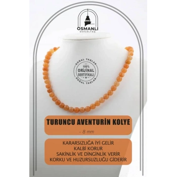Turuncu Aventurin 8 mm Dizi Doğal Taş Kolye