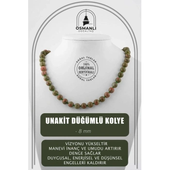 Unakit 8 mm Düğümlü Doğal Taş Kolye