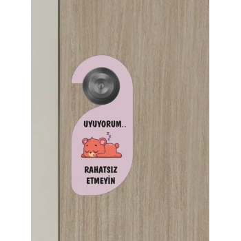 Uyuyorum Rahatsız Etmeyin Ayıcık Kapı Askısı Kapı Uyarı Levhası