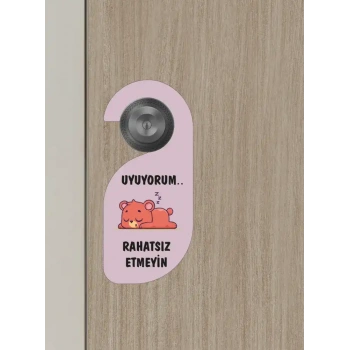 Uyuyorum Rahatsız Etmeyin Ayıcık Kapı Askısı Kapı Uyarı Levhası