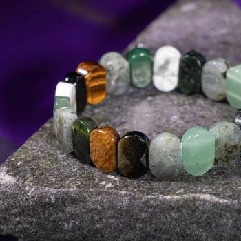 Yengeç Burcu Bileklik Golden Obsidyen, Havlit, Kaplan Gözü, Labradorit, Yeşil Aventurin, Yeşim