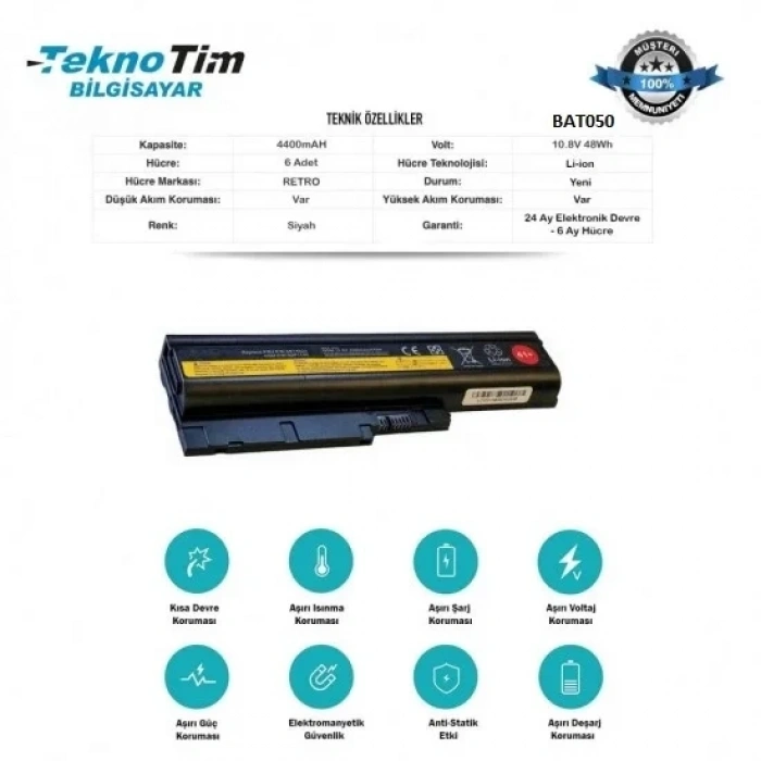 41N5666, ASM 92P1132, ASM 92P1134 Ibm Lenovo Batarya Pil