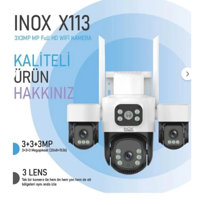 INOX-X113 3+3+3MP 3 LENSLİ WİFİ PTZ KAMERA