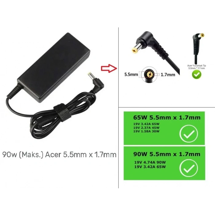 ACER ASPIRE 5745G-7671 LAPTOP ADAPTÖRÜ, ŞARJ
