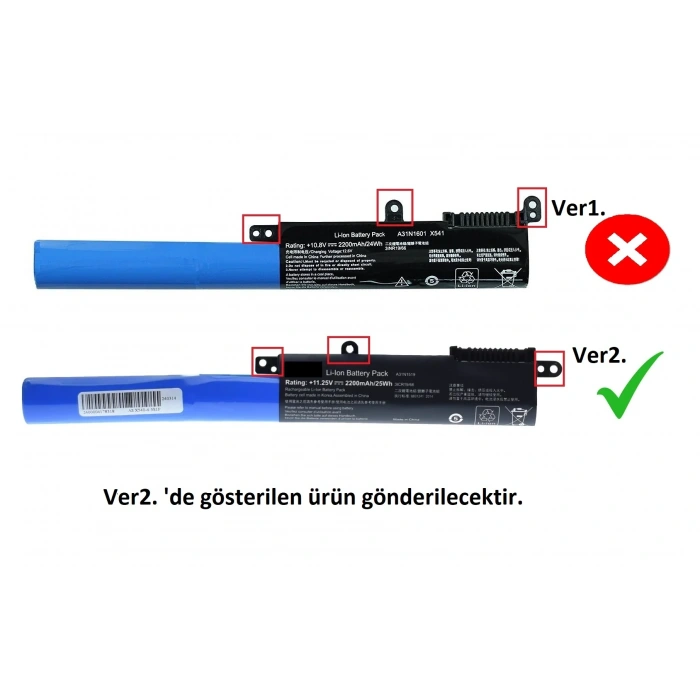 Asus A31N1601, 0B110-00440000 Adaptasyonlu Batarya  İNTERNET SATIŞIMIZ YOKTUR. Ver2.
