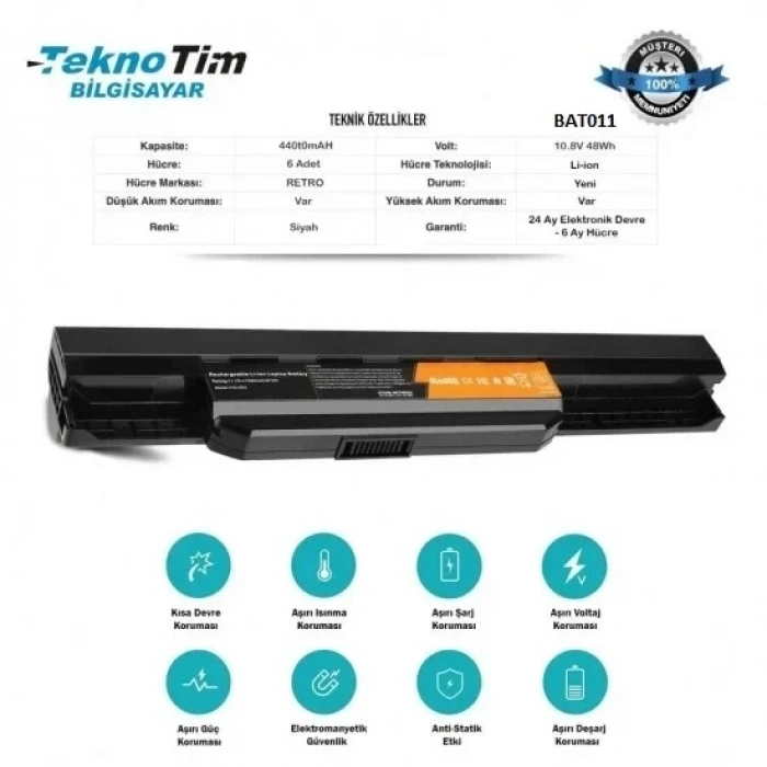 ASUS A43B LAPTOP BATARYASI, PİL