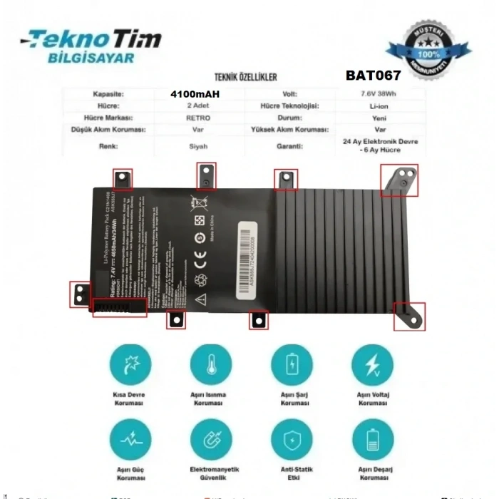 BAT067 UYUMLU Batarya Kodlu Pil MODEL -1