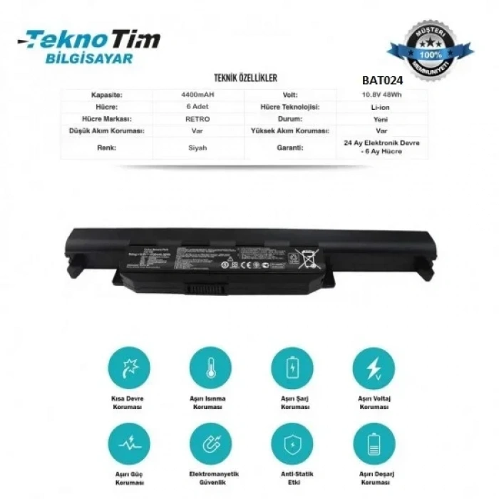 Asus K75A Notebook Batarya - Pil