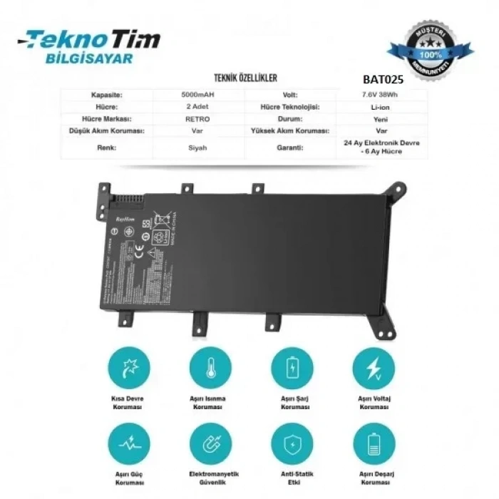 Asus X554LA-XO1582T, X554LA-XO2197T Batarya Pil MODEL-1