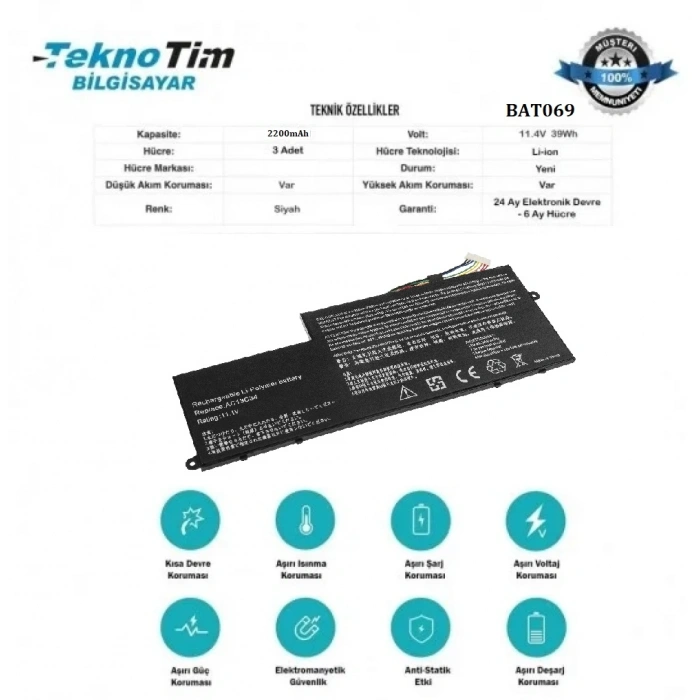 BAT069 UYUMLU NOTEBOOK BATARYA