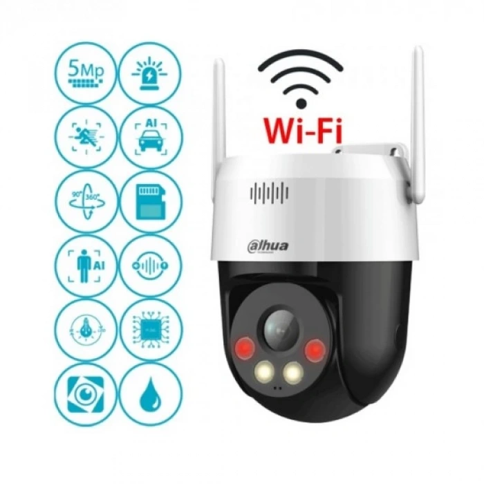 Dahua P3AE-PV 3Mpix, 4mm Lens, H265, Dual Smart Light, IP66, Wifi, Dahili Mikrofon, PT Speed Dome IP Kamera