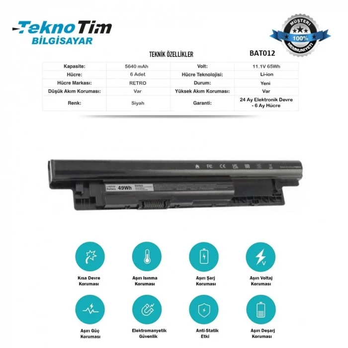 Dell Inspiron 14R(5421) Notebook Batarya - Pil