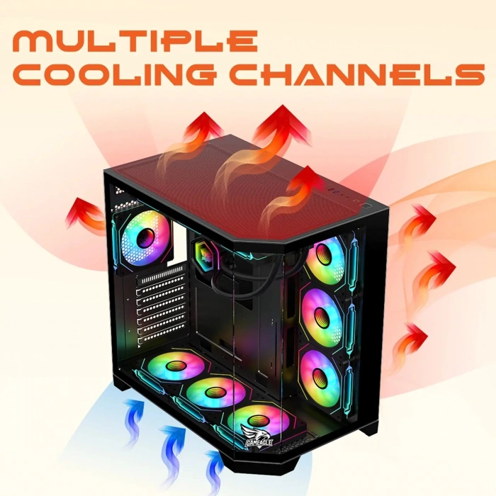 Gameagle Edge 7 Argb Fanlı Gamer Bilgisayar Kasası 850W 80+ Plus Bronz Powerlı Sıvı Soğutmalı (Siyah)