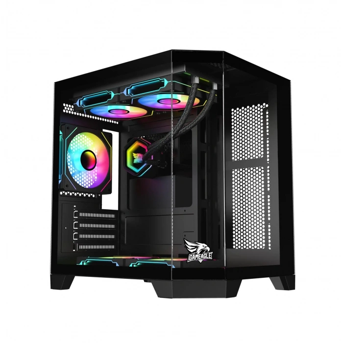 GAMEAGLE EDGE COMPACTBILGISAYAR KASASI + 750WPOWER + SIVI SOGUTMA (SIYAH)