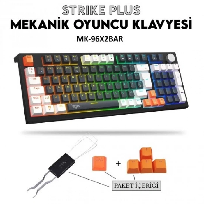 Gameagle Strike Plus MK-96X2BAR Mekanik Işıklı Gamer Klavye
