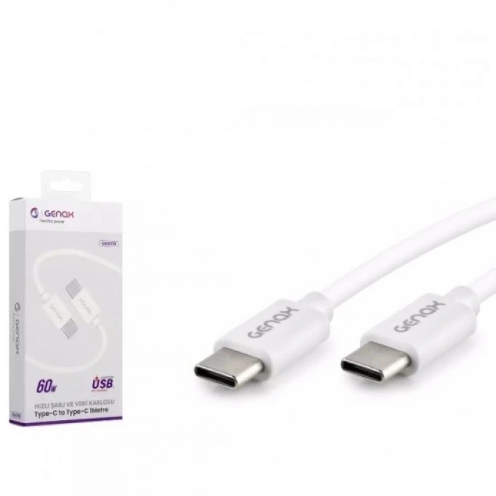GENAX GNX119 TYPE-C (M) TO TYPE-C (M) KABLO 1m 60W BEYAZ