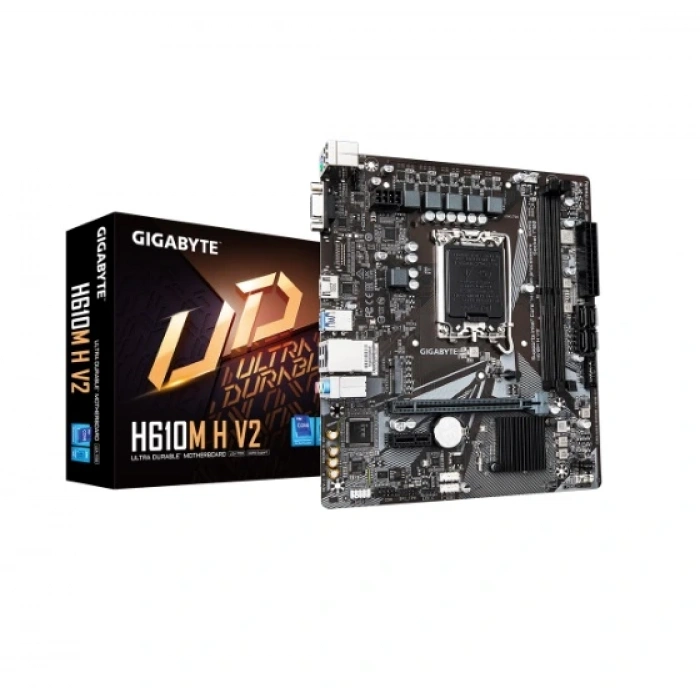 GIGABYTE H610M H V2, rev.1.0, 2xDDR5, M.2, D-SUB, HDMI, 12-13.14.Nesil, LGA1700 Soket, Anakart