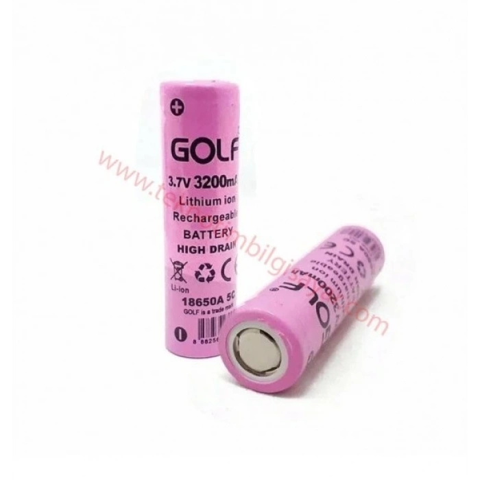 Golf 3.7V 3200 mAh 18650A Başsız Li-Ion Şarj Edilebilir Pil