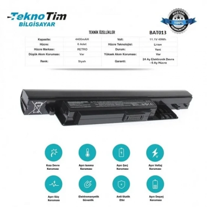 BAT013 GRUNDIG Notebook Bataryasi 11,1 V 4400 mAH Muadil