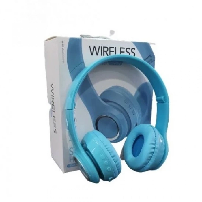 HADRON EV80 Ultra Parlak mavi Kablosuz Bluetooth Kulaklık