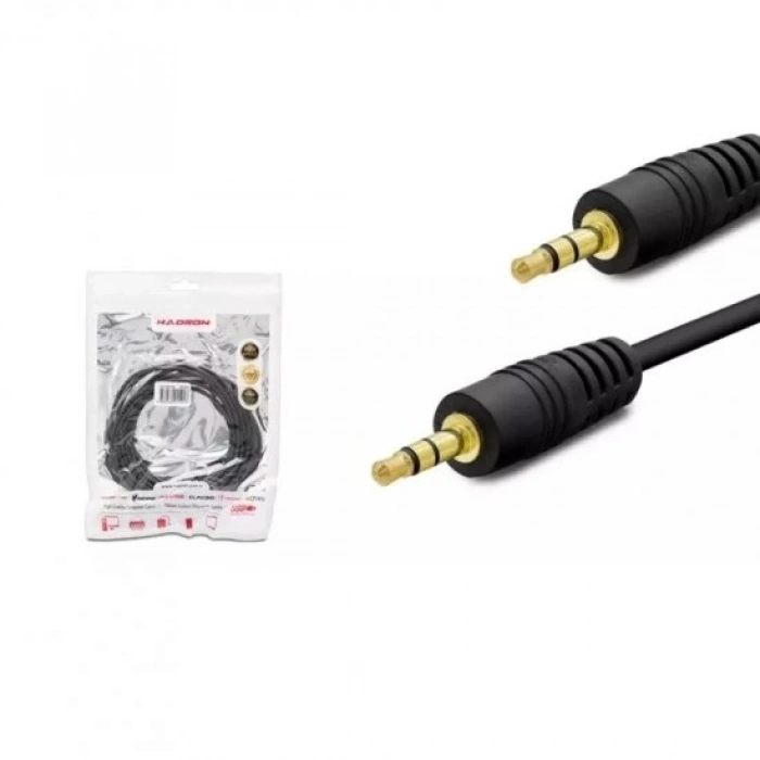HADRON HDX1046 AUX3.5 (M) TO AUX3.5 (M) KABLO 2LINE GOLD SİYAH 5MT